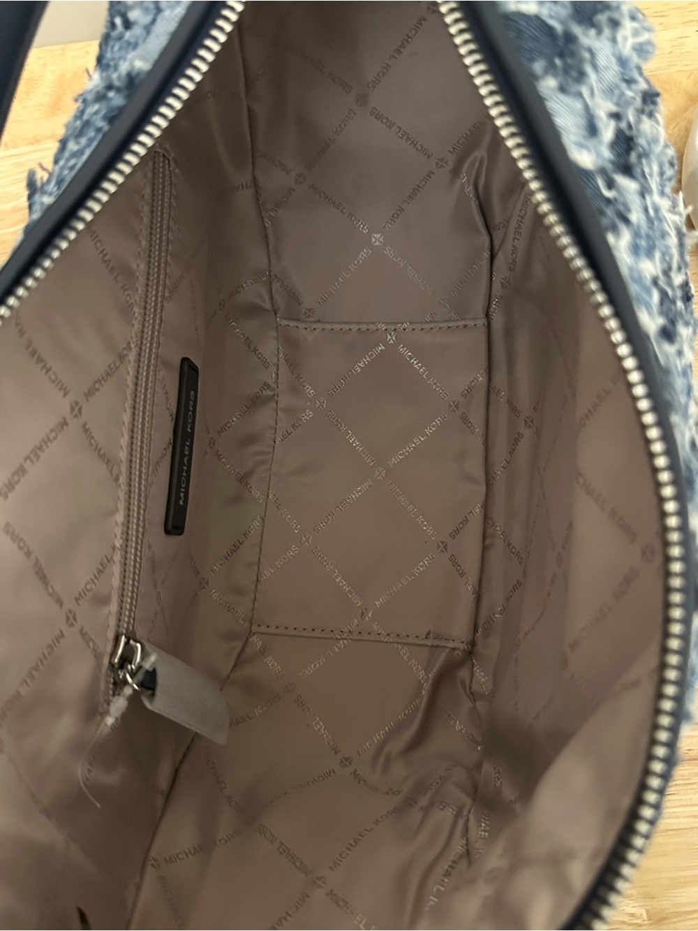 Michael Kors Denim Patchwork Shoulder Bag in Blue and Navy - Picture 13 of 15